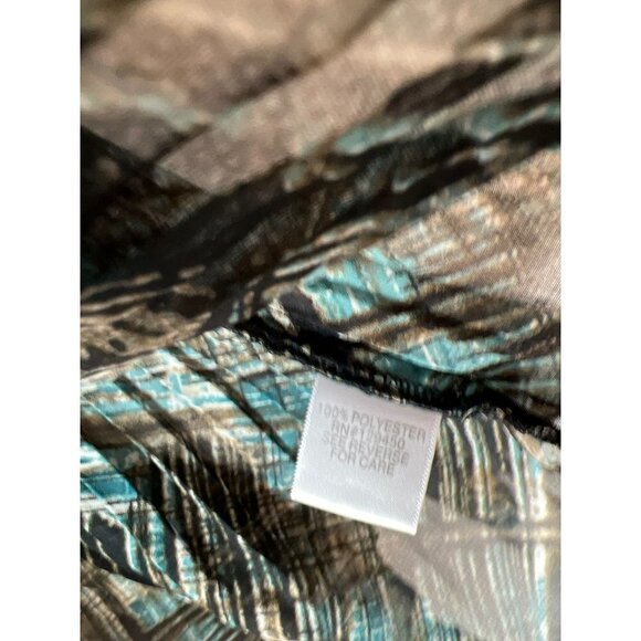 Apt 9 Novelty Print Teal Multicolor Blouse Size XL Sheer - Picture 4 of 5